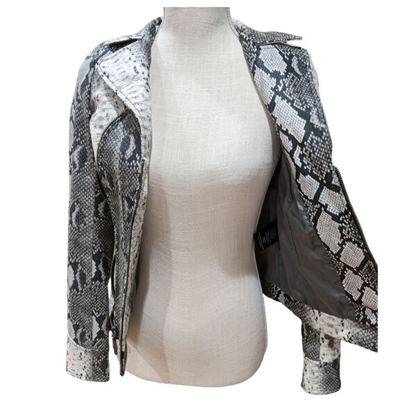 NWOT Affliction Women's Faux Snake Print Full Zip Moto Jacket Size XS - Picture 5 of 12